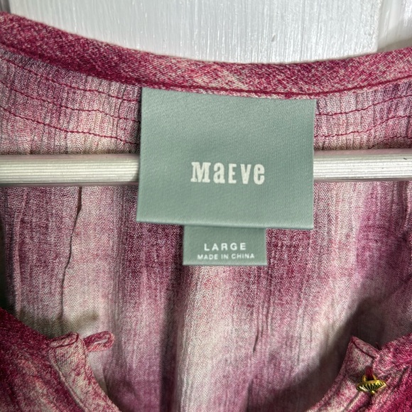 Anthropologie Mauve Red Plaid Billowy Cottagecore Blouse Top W-989 Size Large - Picture 5 of 9